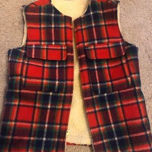Vintage Plaid Sherpa Vest